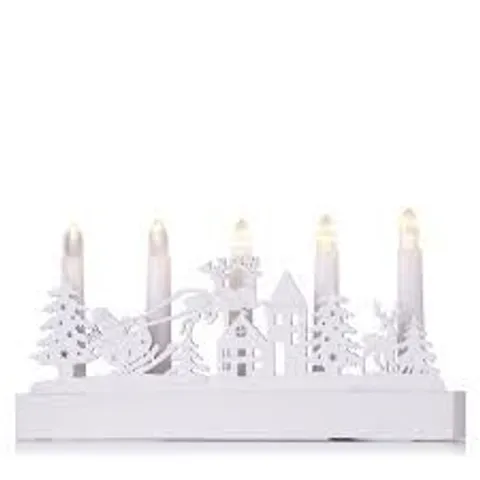 HOME STORIES 28CM PRE LIT SABTA AND SLEIGH 5 CANDLELIGHT DISPLAY