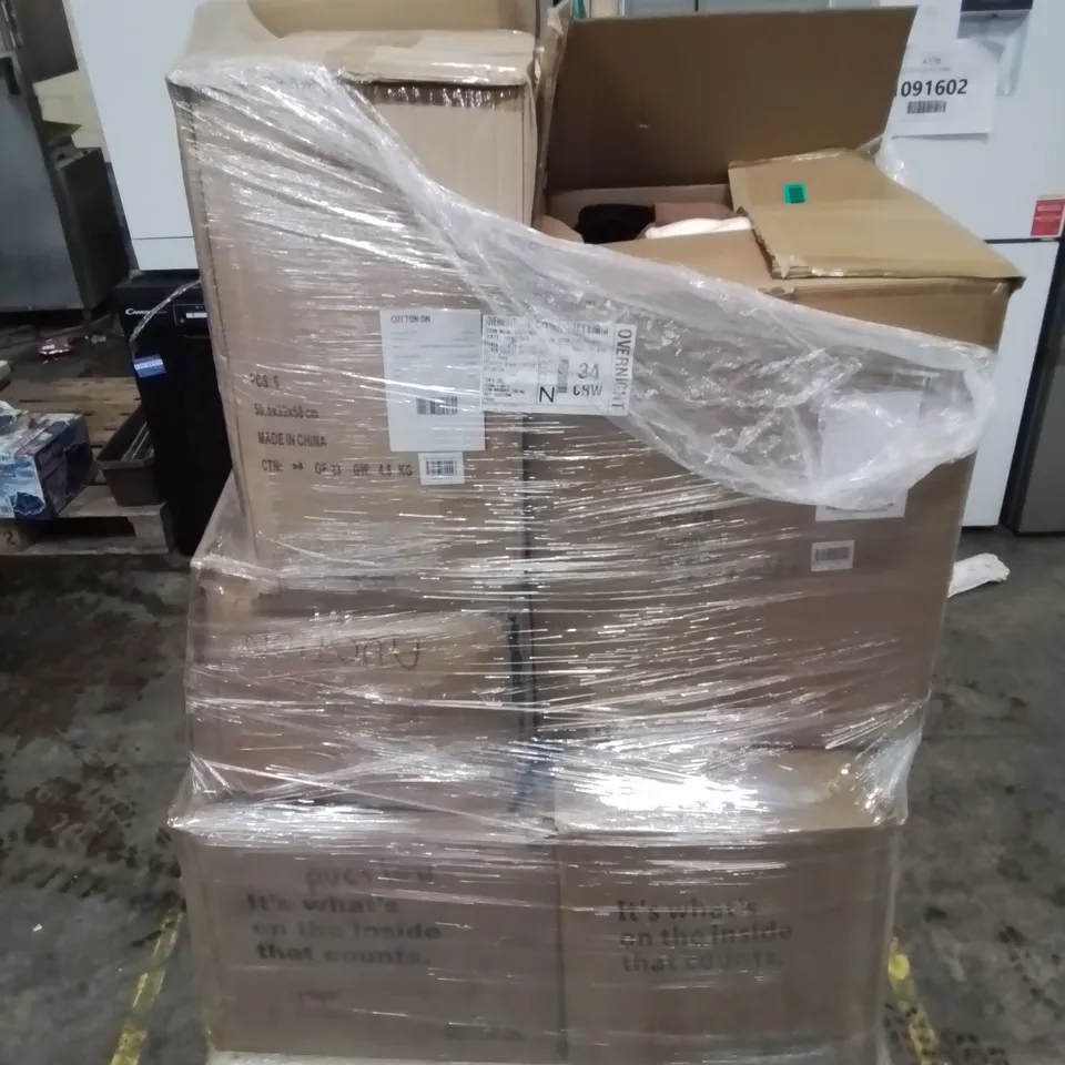 PALLET CONTAINING APPROXIMATELY 10 BOXES OF CLOTHES ETC.