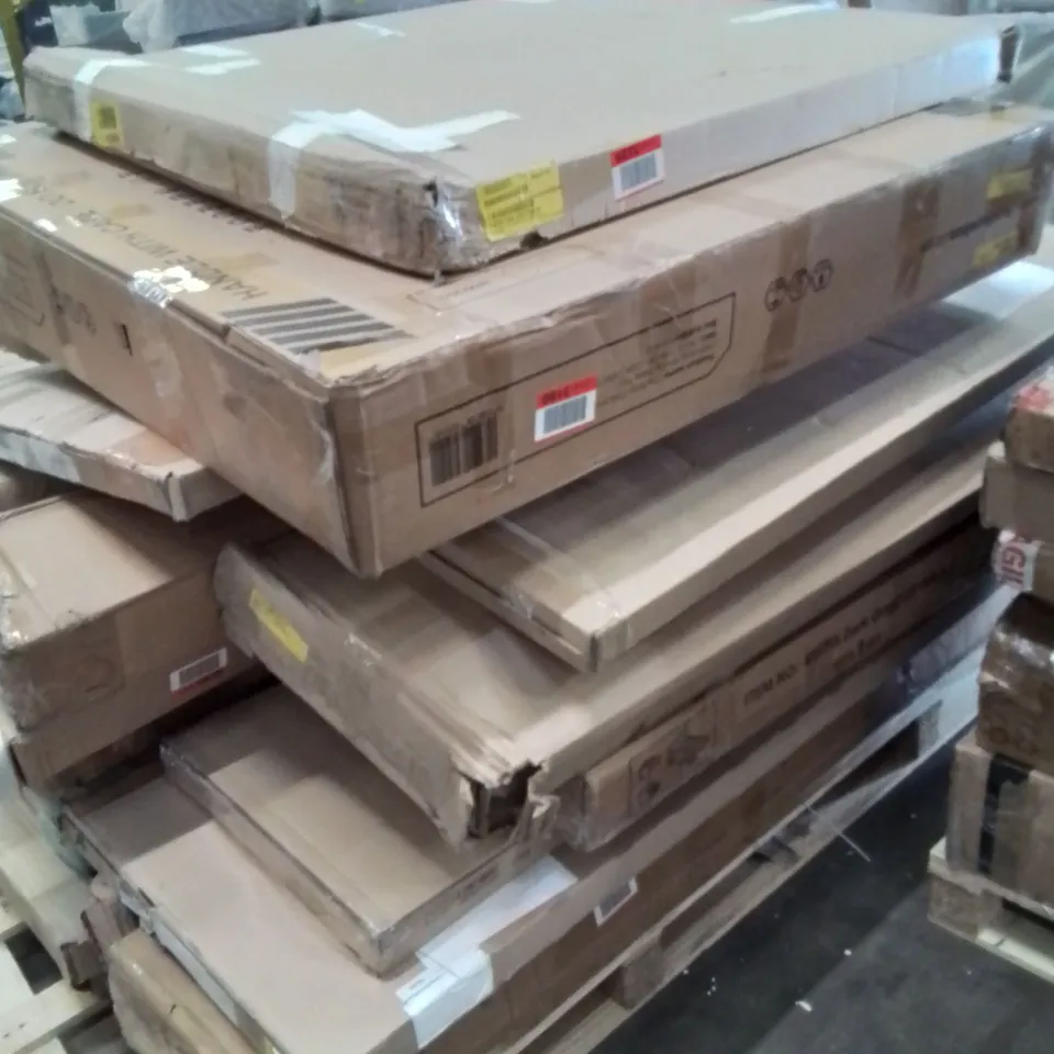 PALLET CONTAINING VARIOUS INCOMPLETE BOXED FURNITURE PARTS AND OTHER HOUSEHOLD ITEMS ETC.