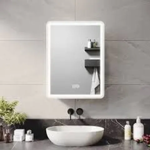 BOXED LED BATHROOM MIRROR CABINET WITH SHAVER SOCKET (1 BOX)