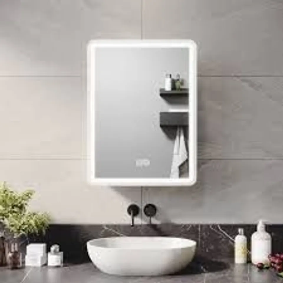BOXED LED BATHROOM MIRROR CABINET WITH SHAVER SOCKET (1 BOX)