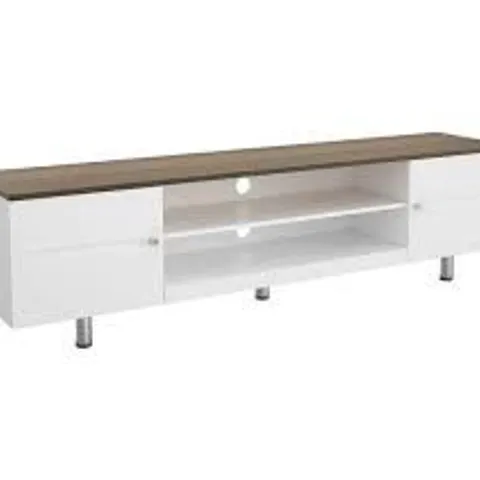 BOXED AVF WHITESANDS 1900mm TV STAND FOR UP TO 85" TVS - WHITE & RUSTIC WOOD - FS1900WSSW (1 BOX)