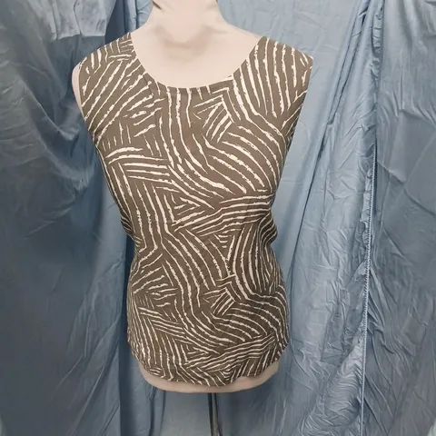 ELLIE B LADIES PRINTED VISCOSE TOP & TROUSERS KHAKI MIX ZEBRA PRINT SET (LDT02600) – UK 14 TOP / UK 16 BOTTOM