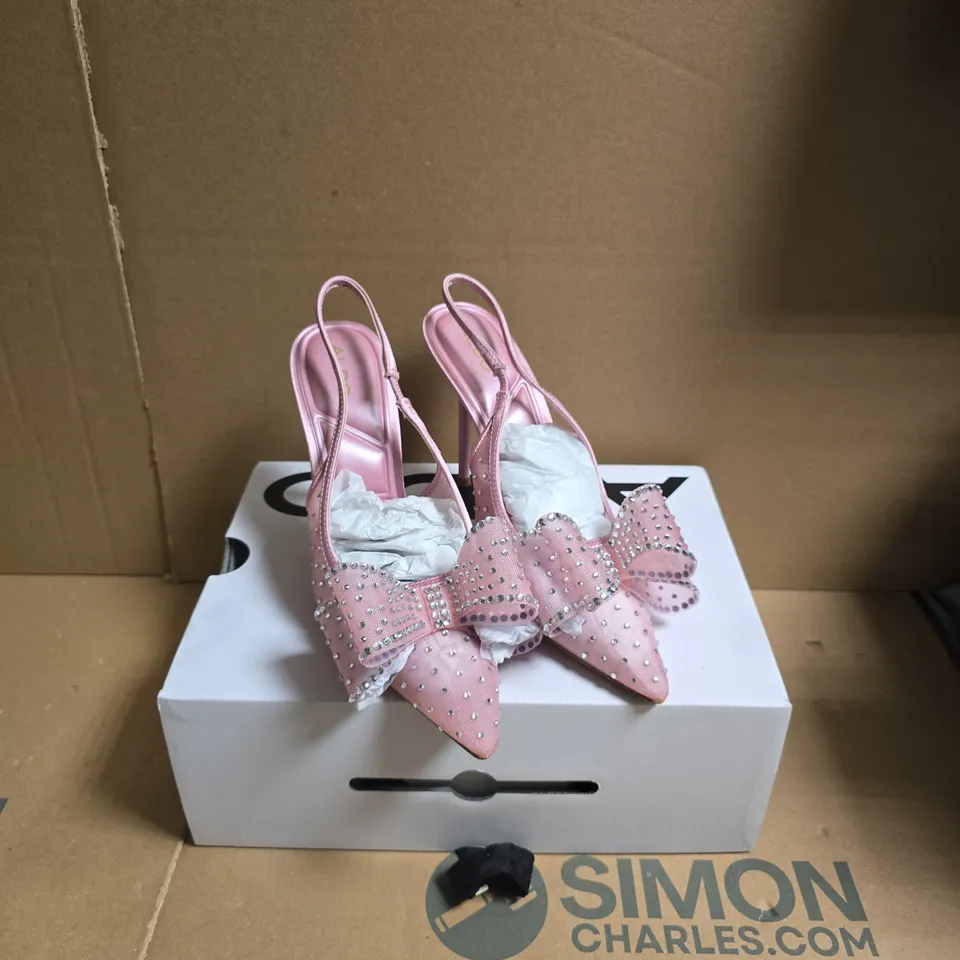 ALDO PINK RHINESTONE BOW SLINGBACK HEELS, UK 4.5
