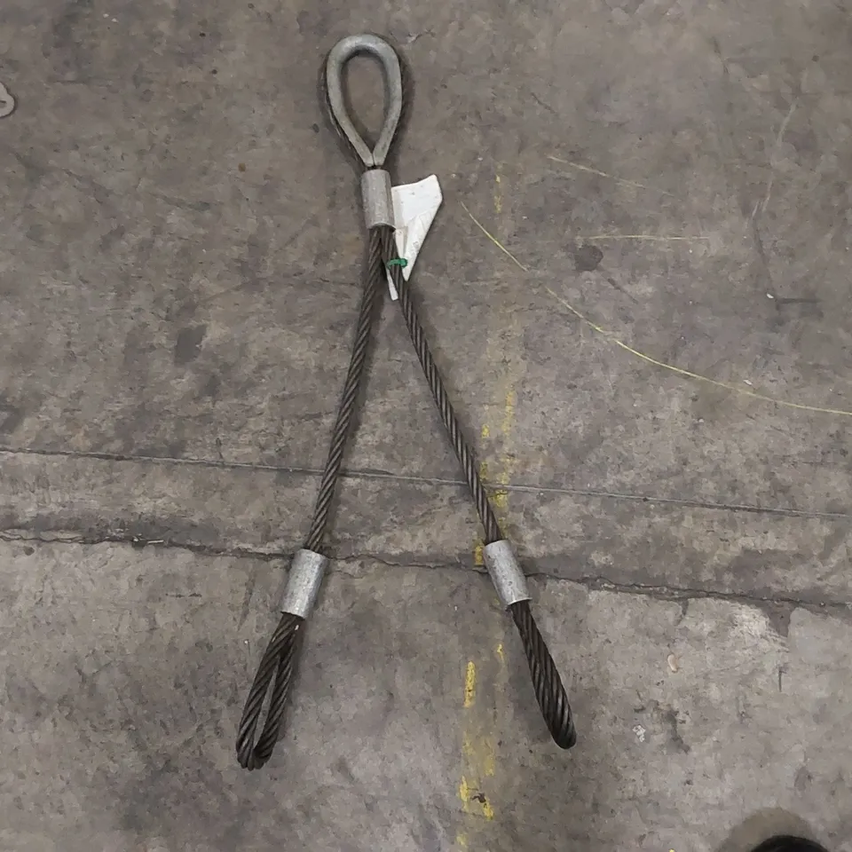 LOT OF 6 BOWTHORPE 2 LEG WIRE ROPE SLINGS