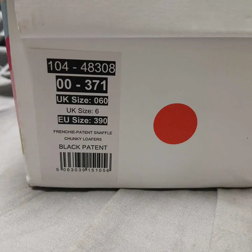 OFFICE LONDON BLACK PATENT SNAFFLE LOAFERS, UK 6 (EU 39)