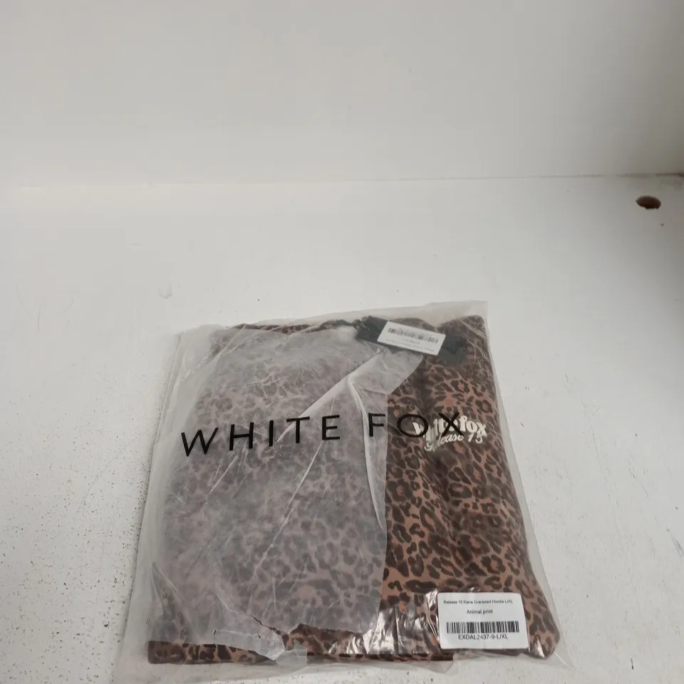 WHITE FOX LEOPARD PRINT OVERSIZED HOODIE – UK SIZE L/XL