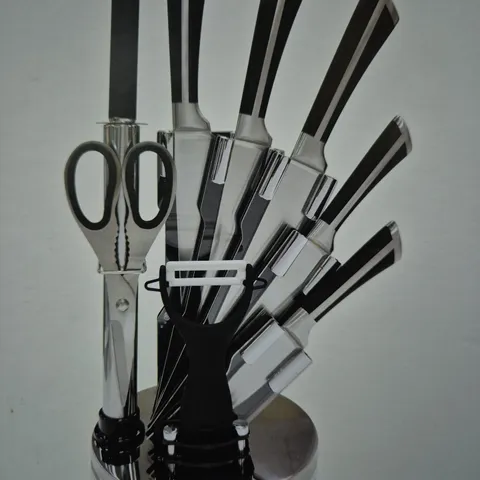 BOXED HOME 8 PIECE HOLLOW HANDLE KNIFE BLOCK SET - COLLECTION ONLY