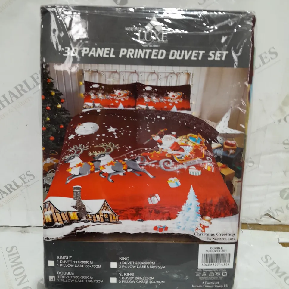 NORTHERN LUXE 3D PANEL PRINTED DUVET SET - DOUBLE