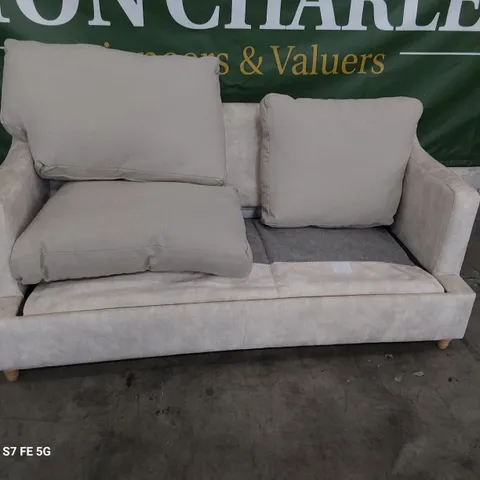 DESIGNER ATWORTH THREE SEATER METAL ACTION SOFABED NATURAL FABRIC