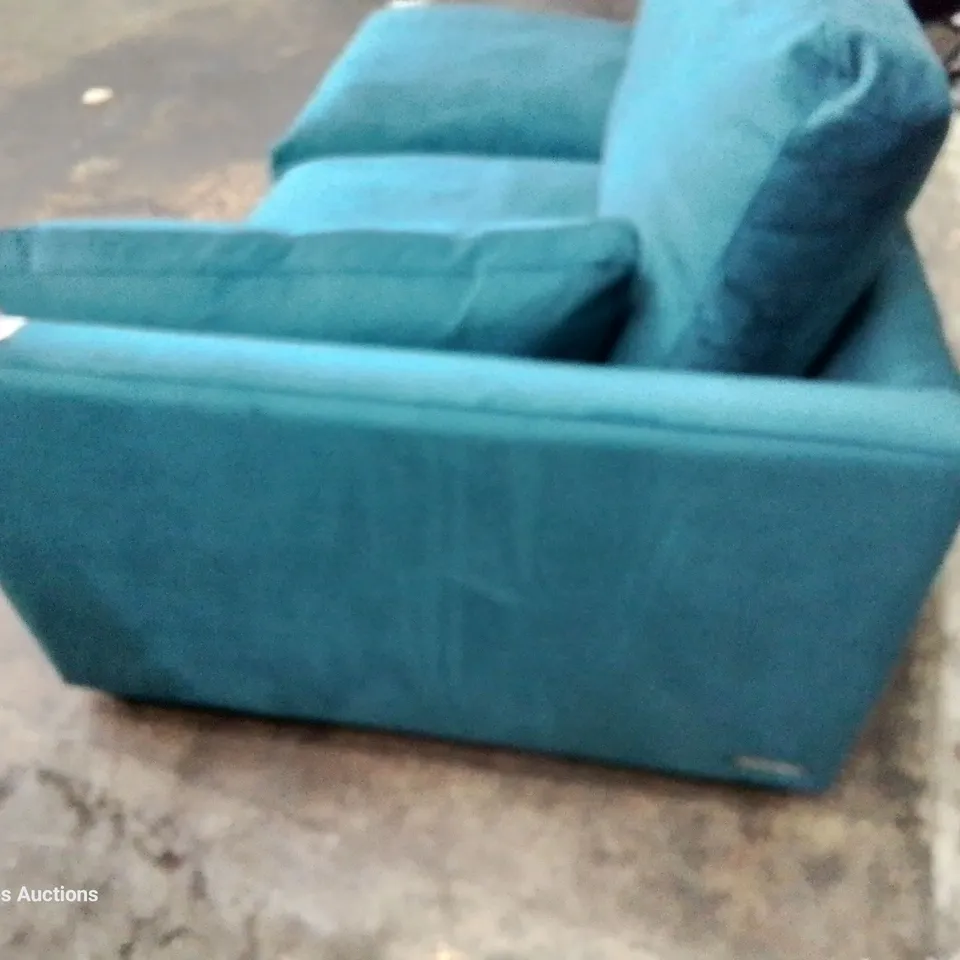 QUALITY BRITISH DESIGNER LOUNGE Co. TWO SEATER SECTION PLUSH TEAL FABRIC 