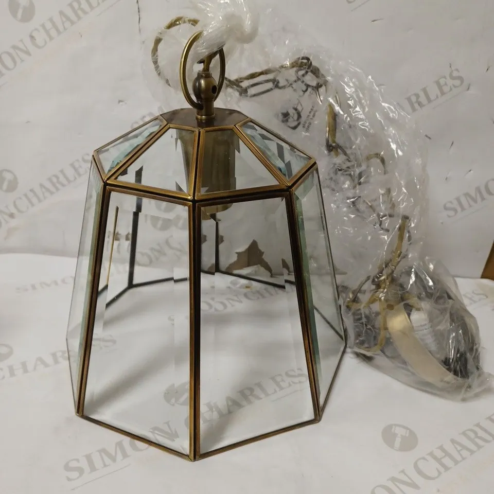 LAURA ASHLEY CLAYTON ANTIQUED BRASS LIGHT PENDANT FITTING