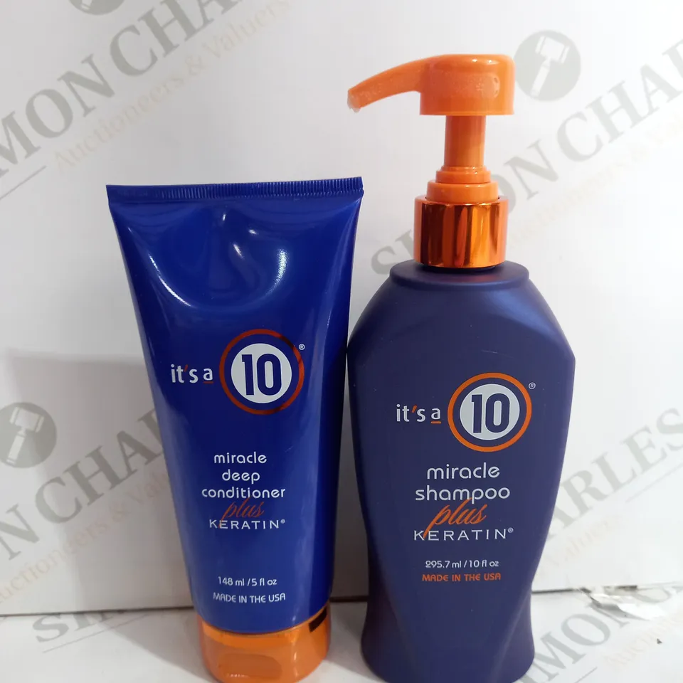 SET OF 2 ITS A 10 MIRACLE DEEP CONDITIONER PLUS KERATIN & SHAMPOO
