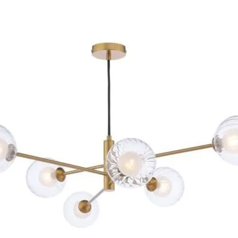 BOXED DAR LIGHTING VIGNETTE 6 LIGHT PENDANT AGED BRASS