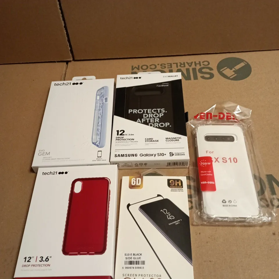 APPROXIMATELY 200 X ASSORTED PHONE CASES/PROTECTORS OF VARIOUS STYLES AND BRANDS TO INCLUDE TECH 21 EVO WALLET, TECH 21 EVO GEM, VEN DENS, TECH 21 EVO ROX ETC