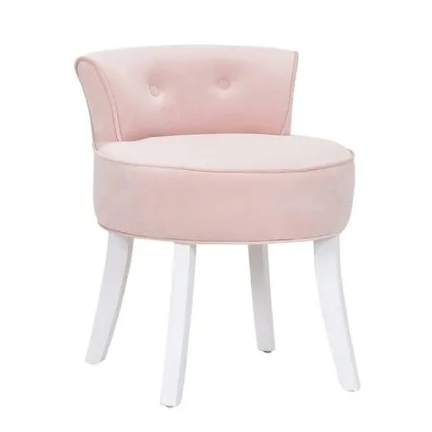 BOXED VELVET SOFT SEAT LOW BACK VANITY STOOL DRESSING TABLE CHAIR