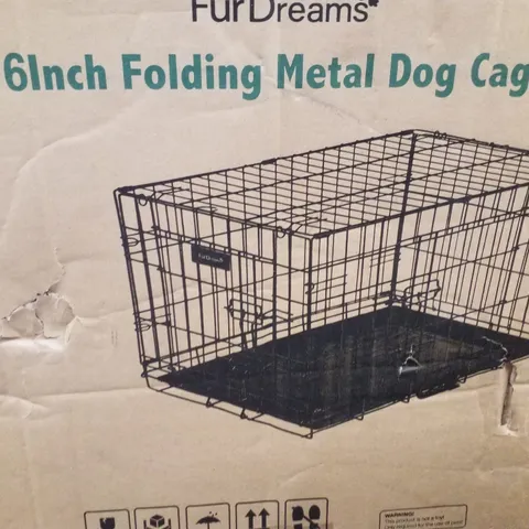 BOXED FURDREAMS 36" FOLDING METAL DOG CAGE
