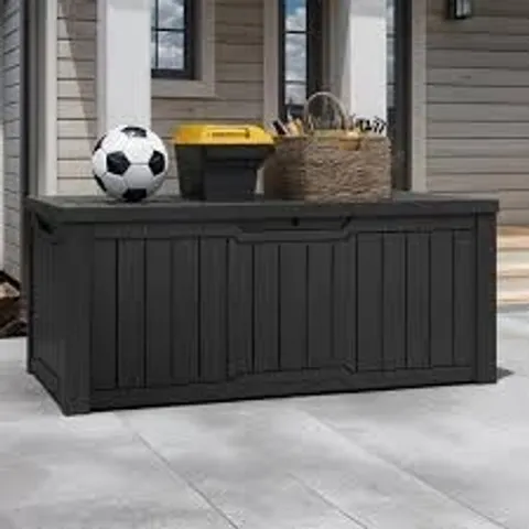 BOXED 450L LOCKABLE GARDEN STORAGE BOX, LARGE DECK BOX