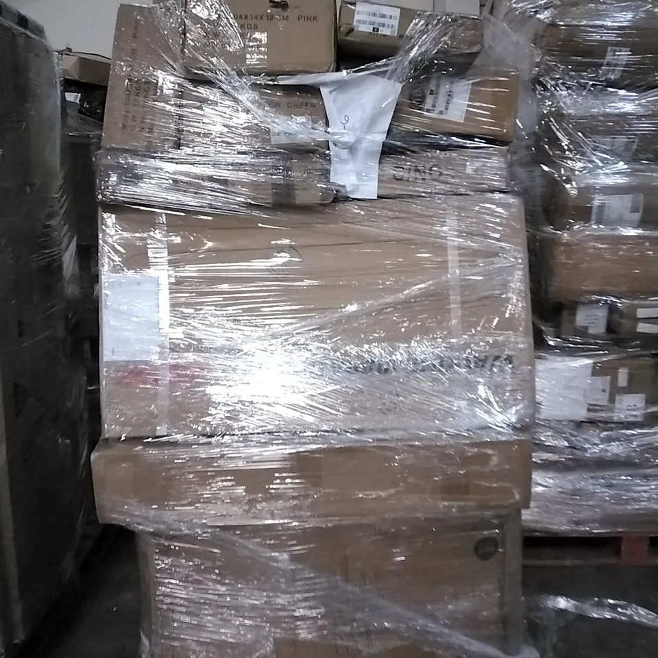 PALLET OF HOUSEHOLD ITEMS TO INCLUDE foldable car storage box, Corner pull basket for cabinet, Christmas wreath and other assorted items...