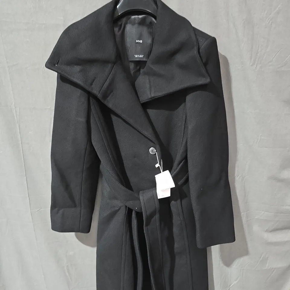 MNG WOMEN'S BLACK BELTED COAT, XS