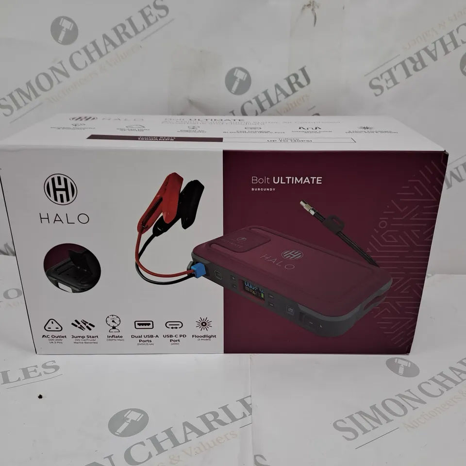 BOXED HALO BOLT ULTIMATE POWER BANK W/JUMP STARTER AIR COMPRESSOR & AC OUTLET BLACK/MARBLE