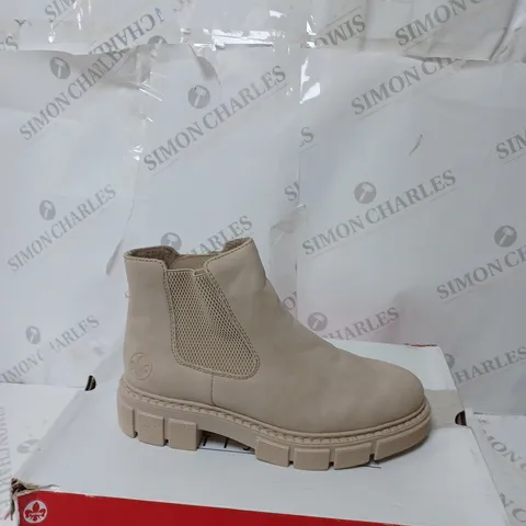 BOXED RIEKER CHUNKY ANKLE BOOTS, OFF WHITE - SIZE 5