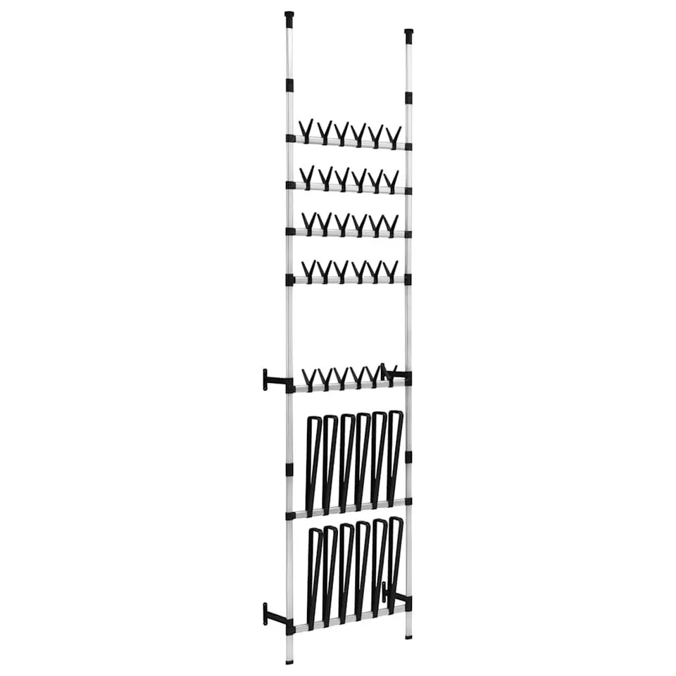 BOXED VIDAXL TELESCOPIC SHOE RACK WITH RODS ALUMINIUM