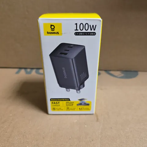 BOXED AND SEALED BASEUS 100W USB C CHARGER PLUG, 3-PORT
