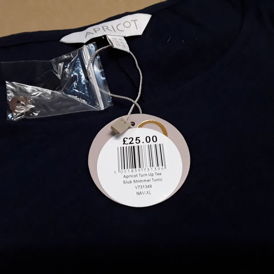 APRICOT TURN UP TEE SLUG SHIMMER TUNIC IN NAVY - XL