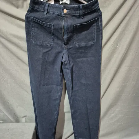 H&M WOMEN'S WIDE HIGH-WAIST JEANS – DARK INDIGO, FULL LENGTH, UK 8 (EU 36)