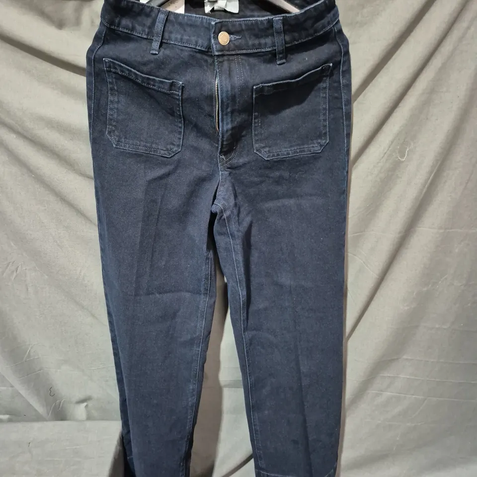 H&M WOMEN'S WIDE HIGH-WAIST JEANS – DARK INDIGO, FULL LENGTH, UK 8 (EU 36)