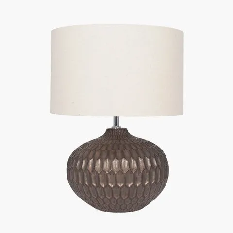 BOXED CASSIUS BRONZE TEXTURED GLAZED CERAMIC TABLE LAMP