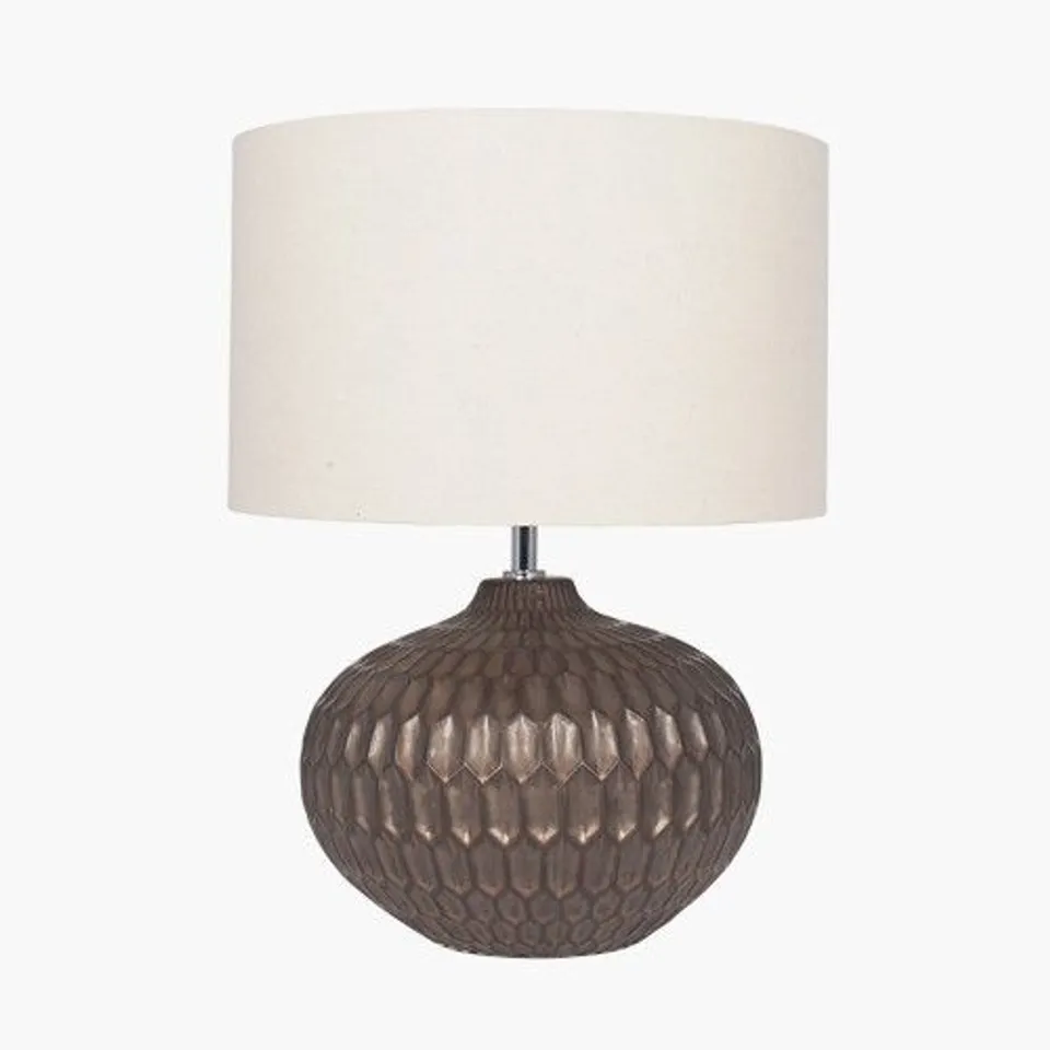 BOXED CASSIUS BRONZE TEXTURED GLAZED CERAMIC TABLE LAMP