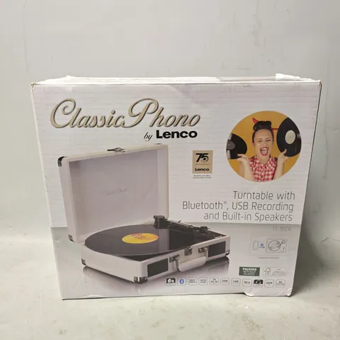 BOXED CLASSIC PHONO BY LENCO TURNTABLE AND BUILT IN SPEAKERS - TT-115CR