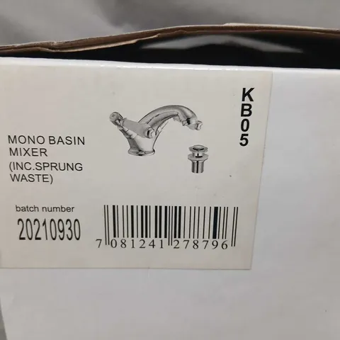 HENBURY LEVER BASIN MIXER CP KB05 – CHROME WITH WHITE CERAMIC HANDLES