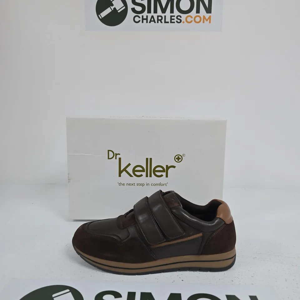 DR KELLER MEN'S BROWN LEATHER SHOES WITH VELCRO STRAPS SIZE UK 7