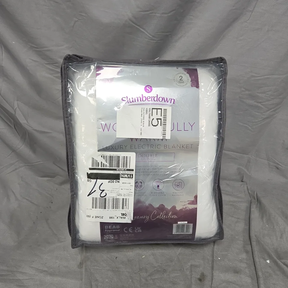 SLUMBERDOWN WONDERFULLY WARM LUXURY ELECTRIC BLANKET IN WHITE - DOUBLE
