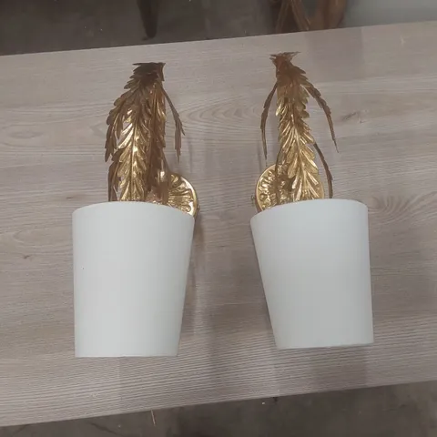 PAIR OF JALYNN 1 - LIGHT DIMMABLE GOLD CANDLE WALL LIGHTS