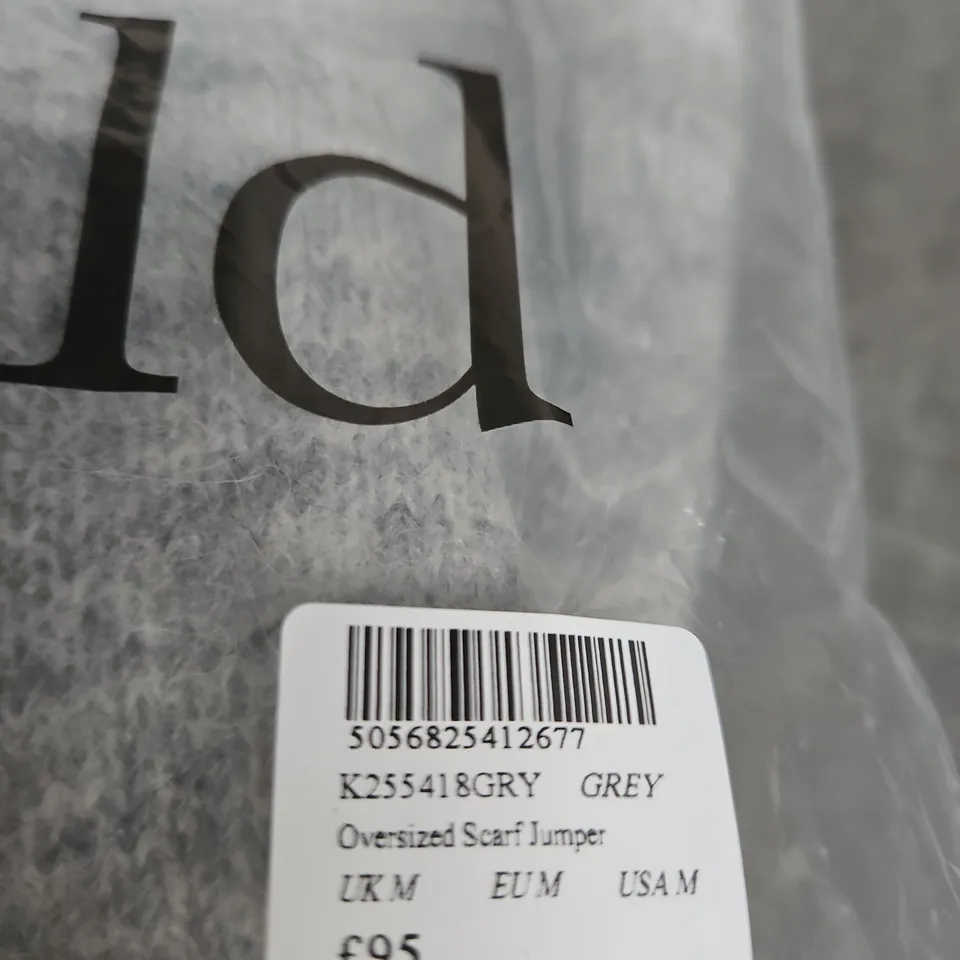 NOBODY'S CHILD OVERSIZED SCARF/JUMPER – GREY, UK M (EU M, USA M)