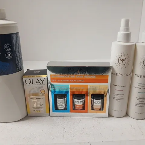 APPROX 12 ASSORTED BEAUTY PRODUCTS TO INCLUDE WELLA HAIR PEROXIDE, BALANCE SKIN HEROS, INNERSENSE LEAVE IN CONDITIONER, ETC 