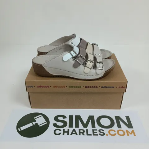 BOXED PAIR OF ADESSO OPEN TOES STRAPPY SHOES IN WHITE - SIZE 39