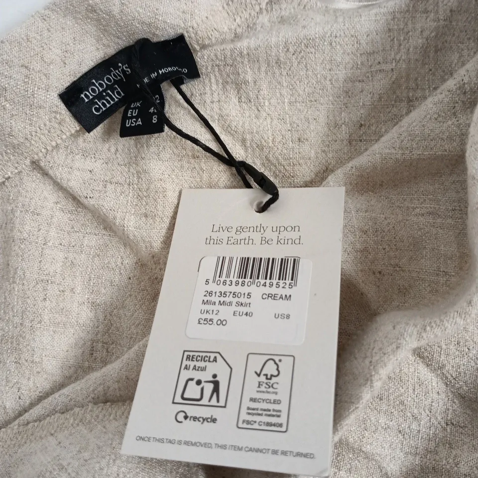 NOBODY'S CHILD CREAM MILA MIDI SKIRT – UK 12 (EU 40, US 8)