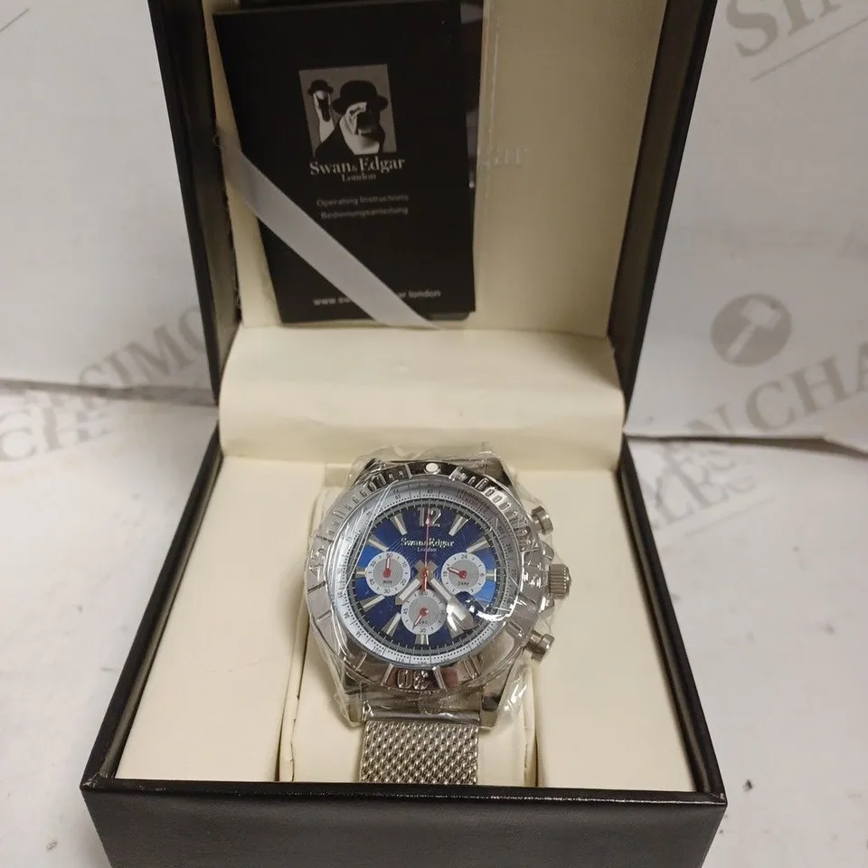 BOXED SWAN AND EDGAR HONOUR MECHANICAL QUARTZ CHRONOGRAPH WATCH - 3 ATM. 