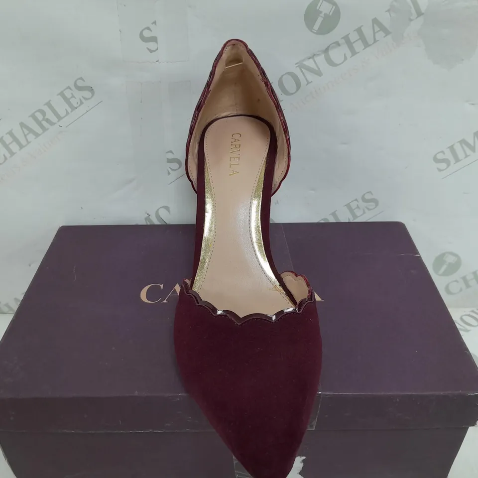 BOXED PAIR OF CARVELA LOVING WONE SUEDETTE HEELS - SIZE 39 