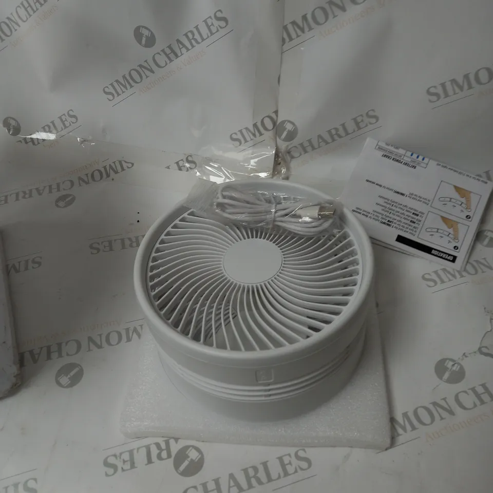 BELL & HOWELL RECHARGEABLE EXTENDABLE DESK & FLOOR FAN, WHITE