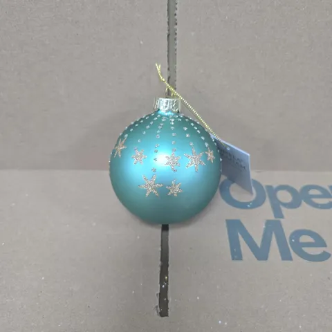 BOX OF 12 GISELLA GRAHAM GREEN GLITTER CHRISTMAS TREE BAUBLES