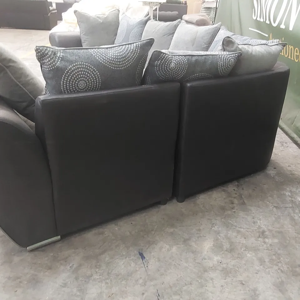 QUALITY DESIGNER UPHOLSTERED CORNER SOFA - BLACK & GREY