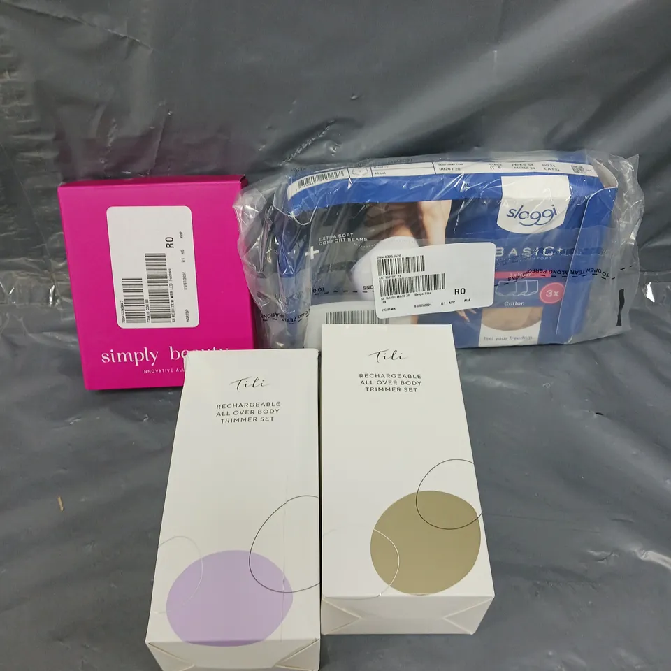 APPROXIMATELY 10 ASSORTED HOUSEHOLD PRODUCTS TO INCLUDE TILI TRIMMER SET, LED MIRROR, SLOGGI PANTS ETC