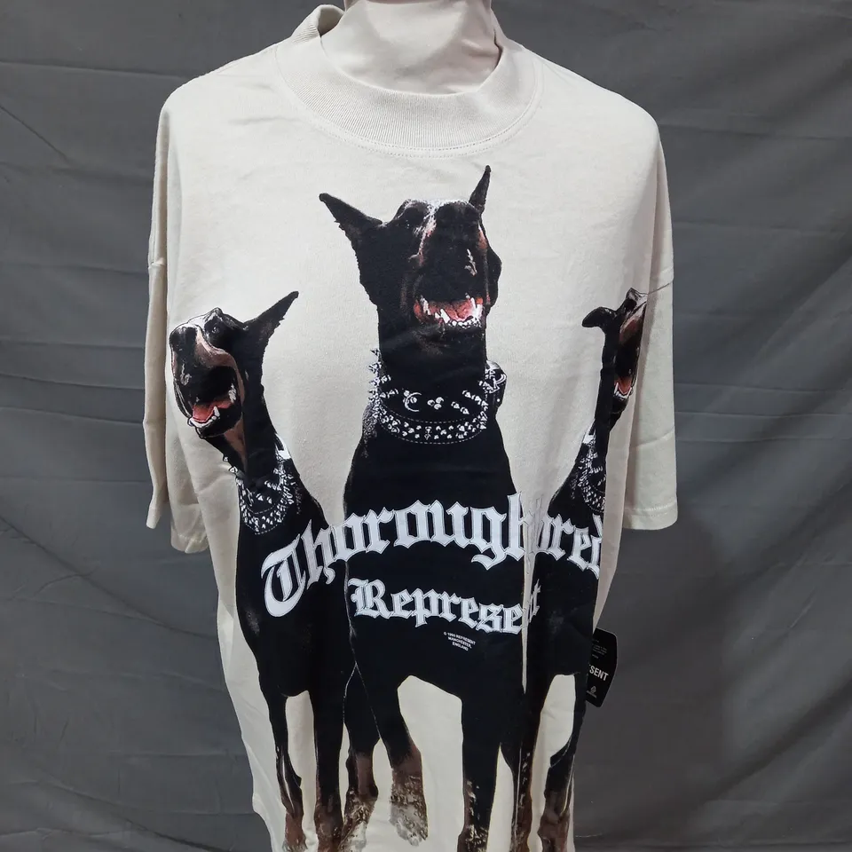REPRESENT VINTAGE WHITE THOROUGHBRED T-SHIRT - MEDIUM