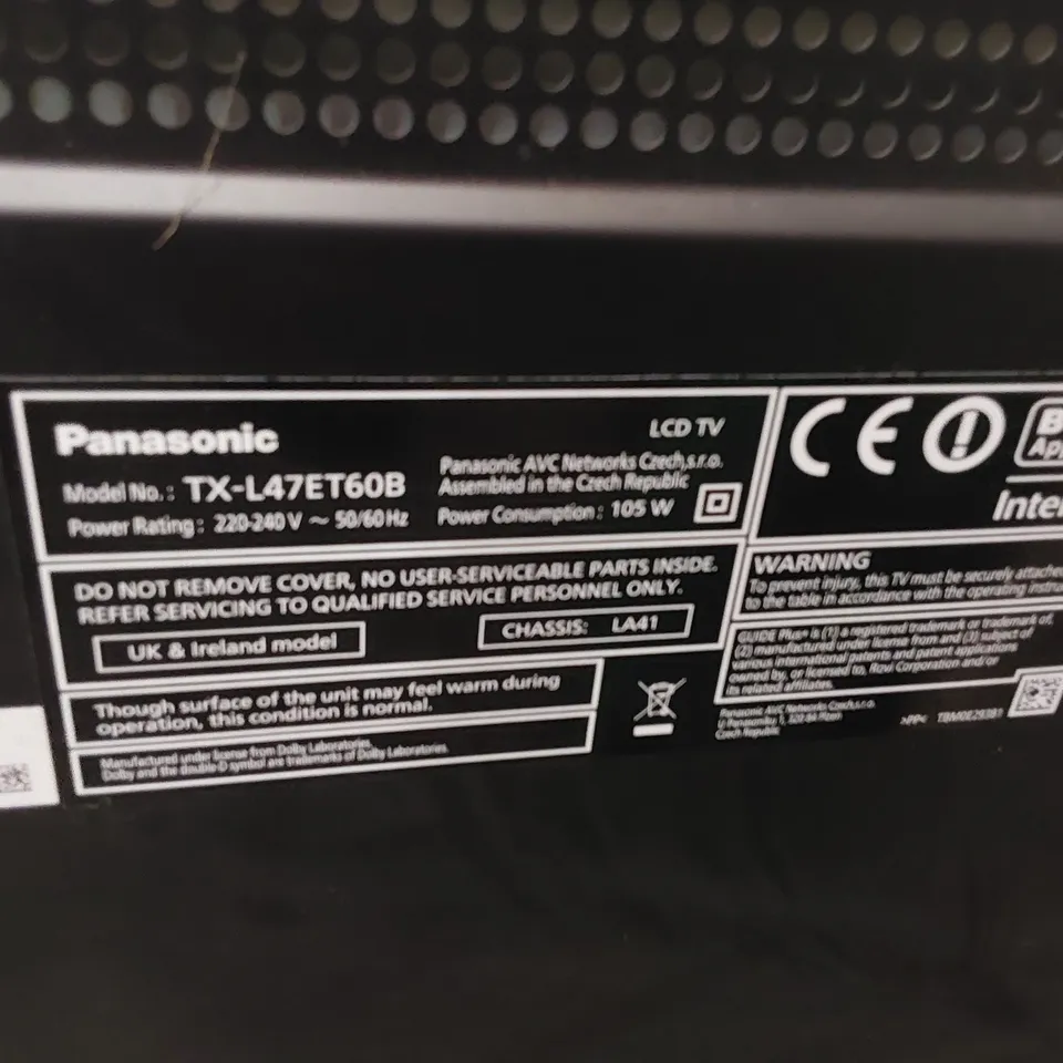 PANASONIC LCD TELEVISION TX-L47ET60B